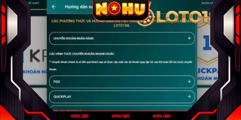 Hướng dẫn quy trình Nạp tiền Loto188 Hướng dẫn quy trình Nạp tiền Loto188